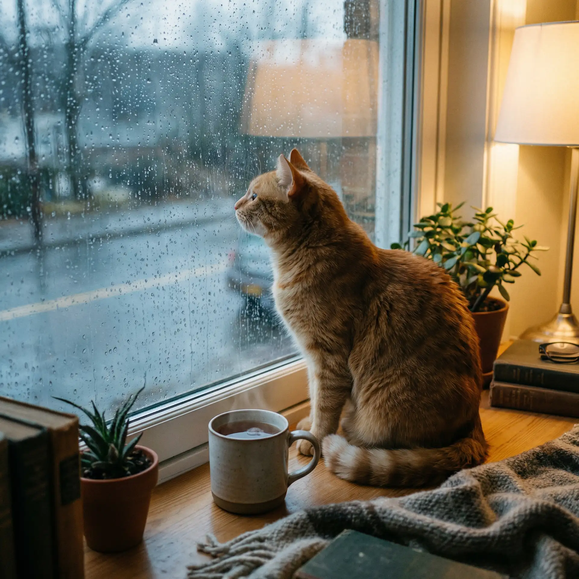猫咪望着窗外的雨 - 动漫gv资源